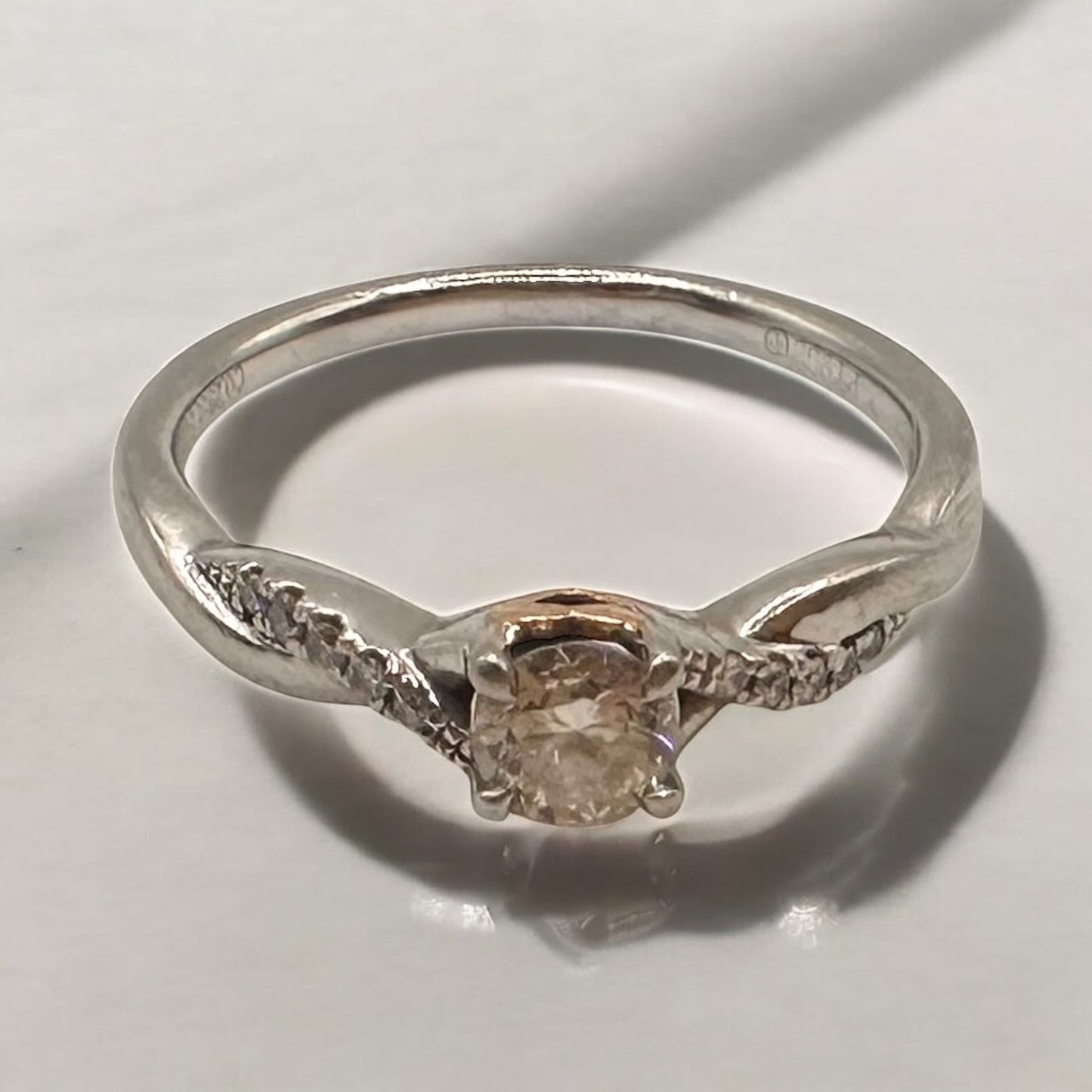 0.33 Natural Diamond Solitaire Engagement Ring, Platinum and Rose Gold - Beaverbrooks - Flamingo Gems