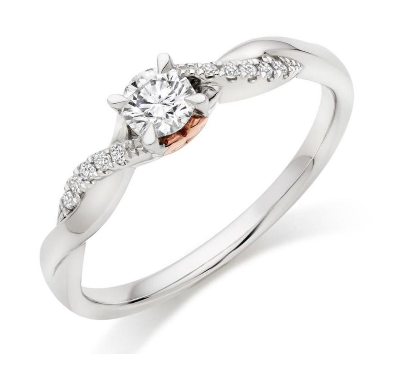 Natural Diamond Solitaire Engagement Ring, Platinum and Rose