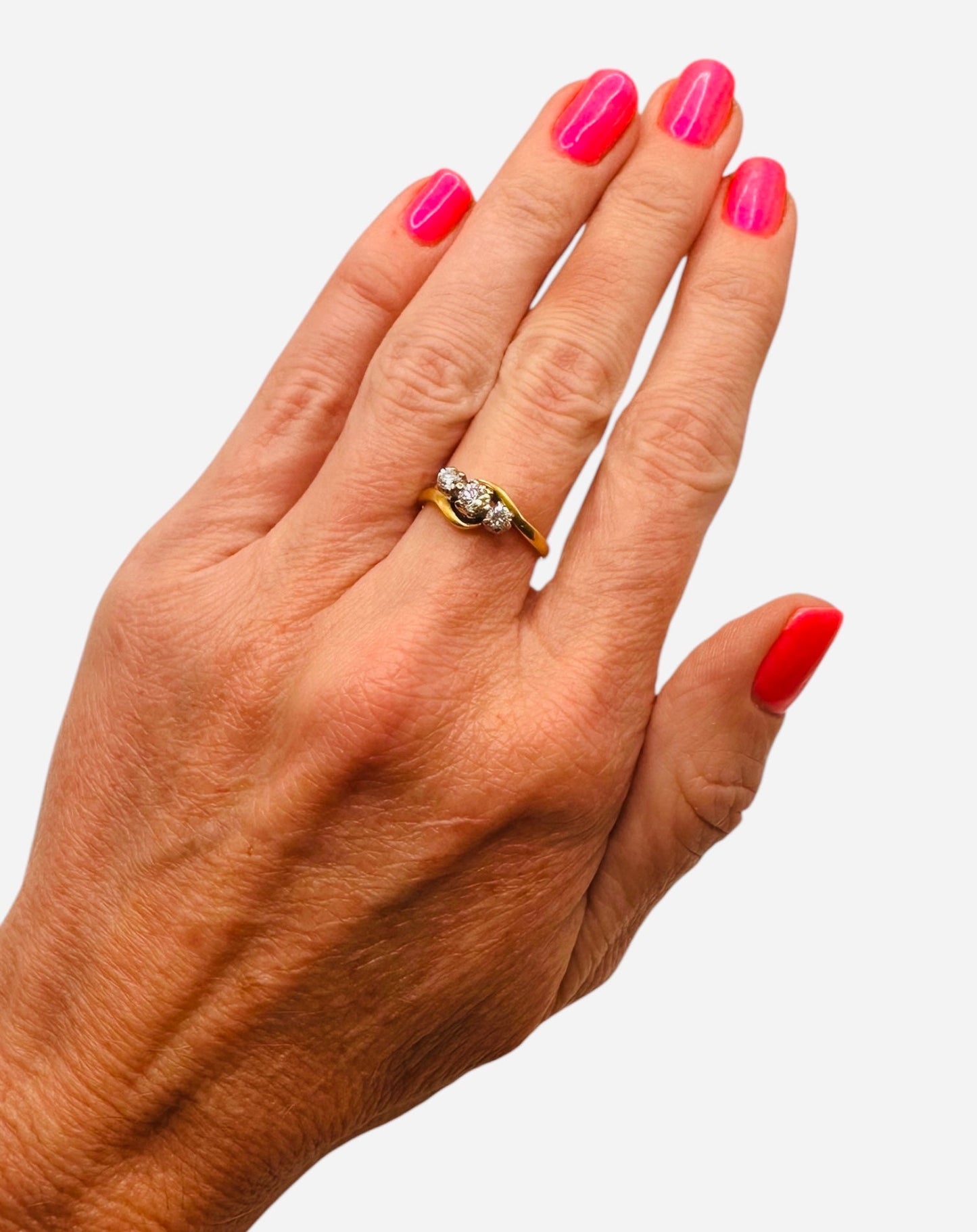 0.55 Ct Natural Diamond Trilogy Ring - 18K Yellow Gold - WGI Certificate £2,500 - Flamingo Gems