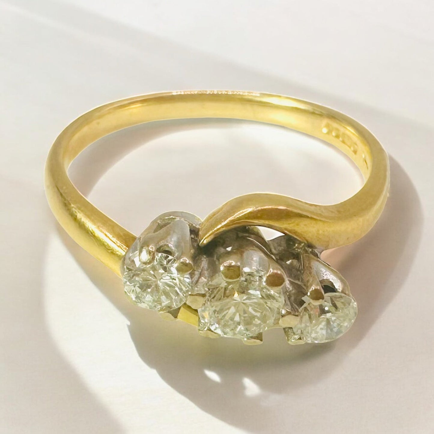 0.55 Ct Natural Diamond Trilogy Ring - 18K Yellow Gold - WGI Certificate £2,500 - Flamingo Gems