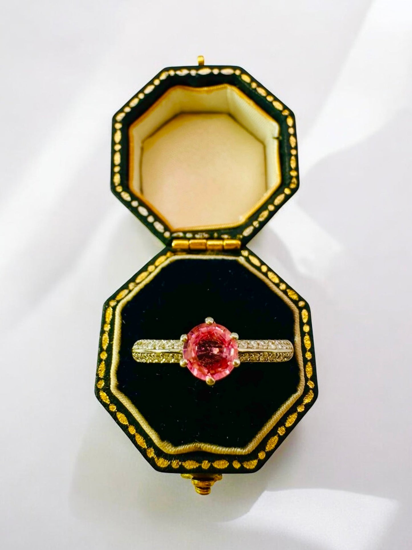0.65 Unheated Pink Sapphire and Natural Diamond Ring - 18k White Gold - WGI Certificate £2,780 - Flamingo Gems
