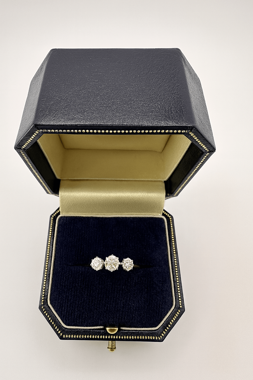 0.70 Ct Natural Old European Cut Diamond Trilogy Ring 18k Gold - WGI Certificate £2800 - Flamingo Gems