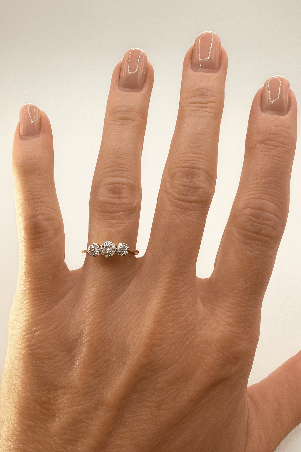 0.70 Ct Natural Old European Cut Diamond Trilogy Ring 18k Gold - WGI Certificate £2800 - Flamingo Gems