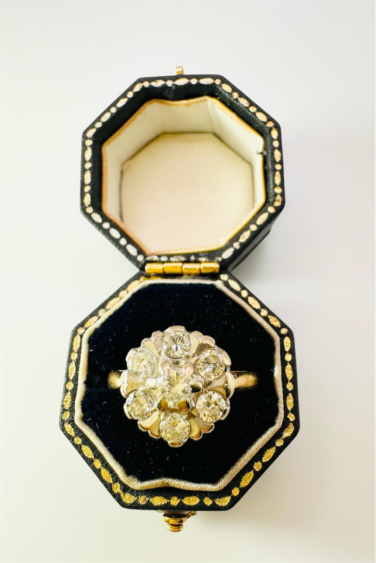 1 Carat Natural Diamond 18K White and Yellow Gold Ring - WGI Certificate - £4,500 - Flamingo Gems