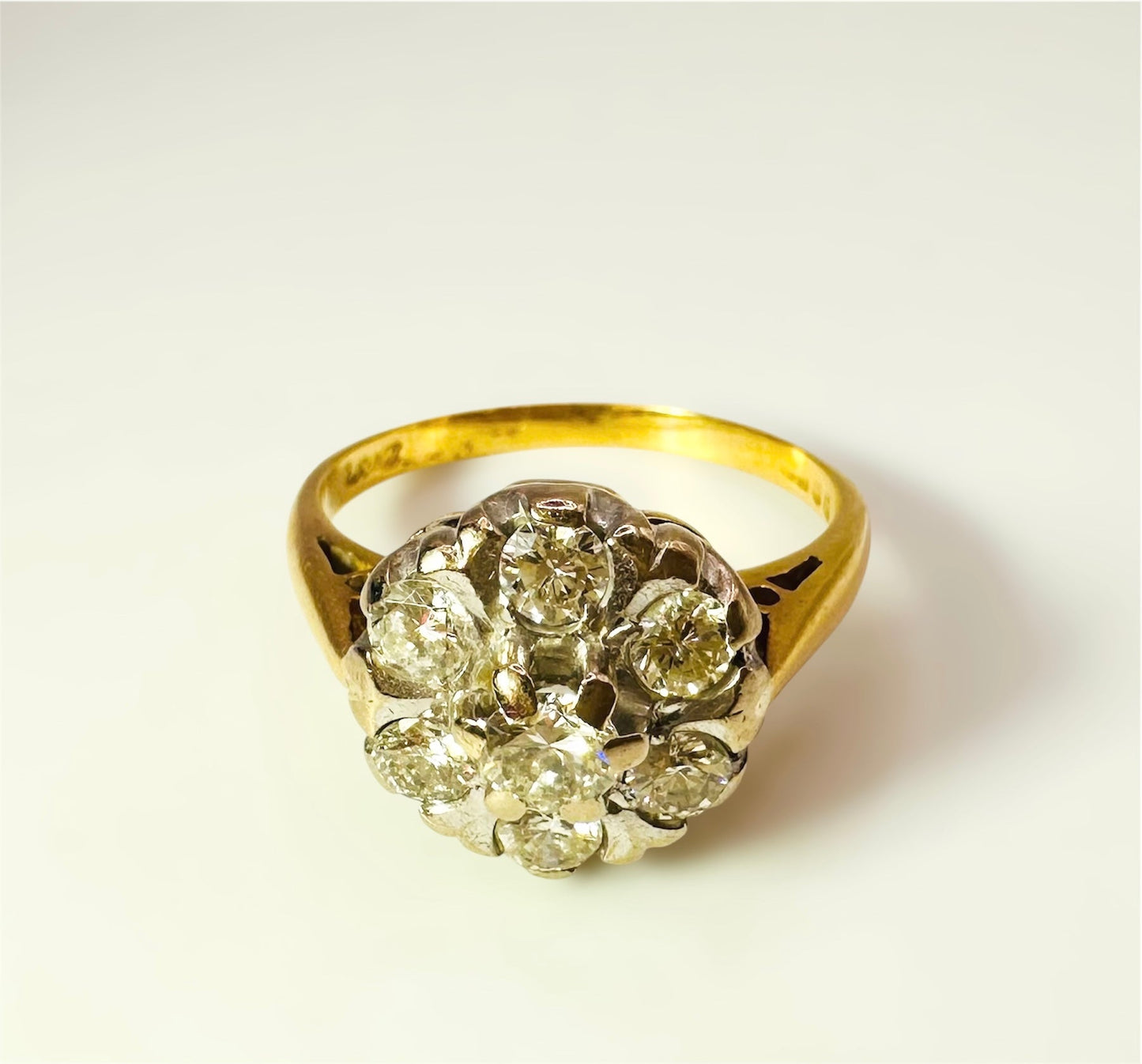 1 Carat Natural Diamond 18K White and Yellow Gold Ring - WGI Certificate - £4,500 - Flamingo Gems