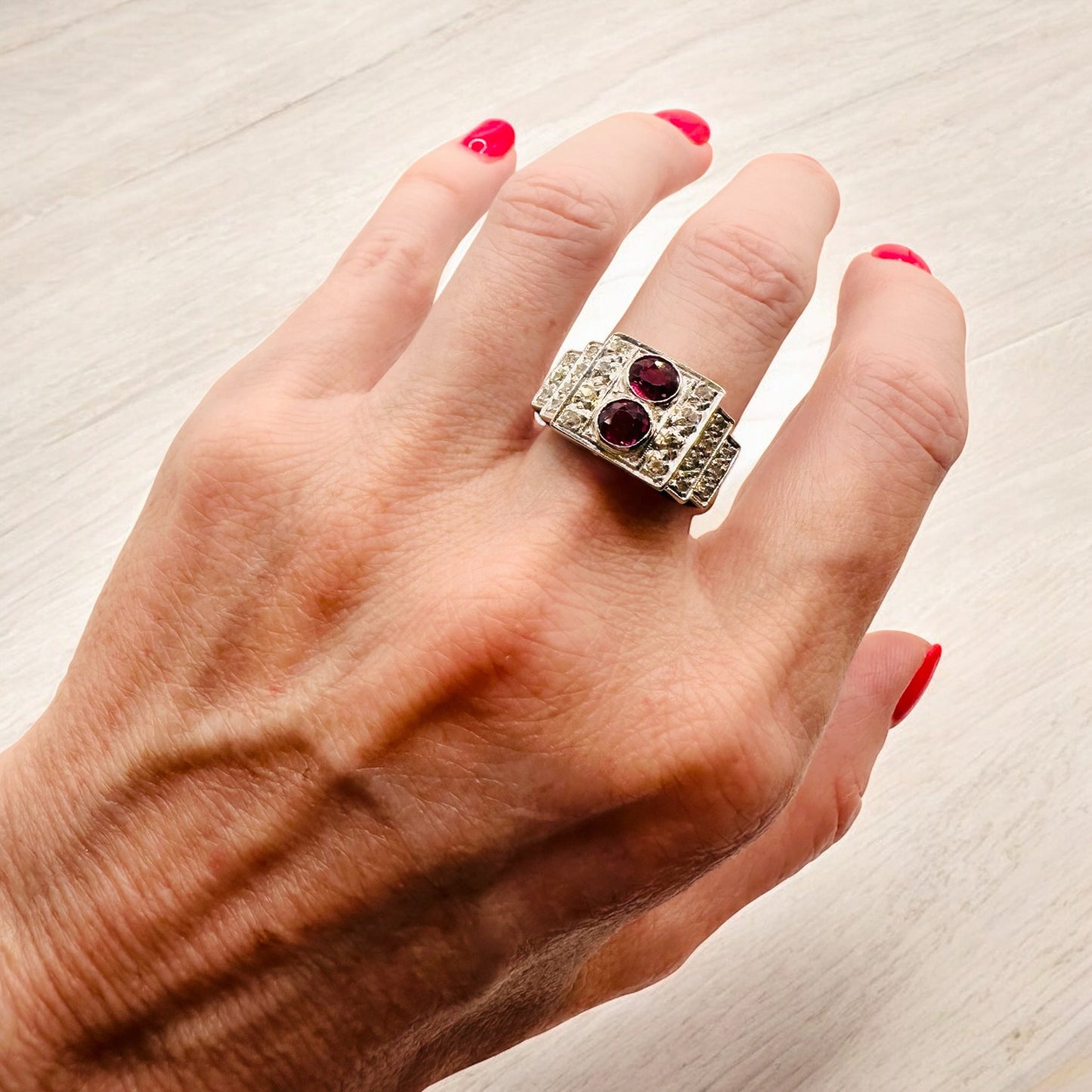 1 Ct Burmese Unheated Ruby, 0.40 Ct Old European Cut Diamond, Platinum Ring - WGI Certificate £8,000 - Flamingo Gems
