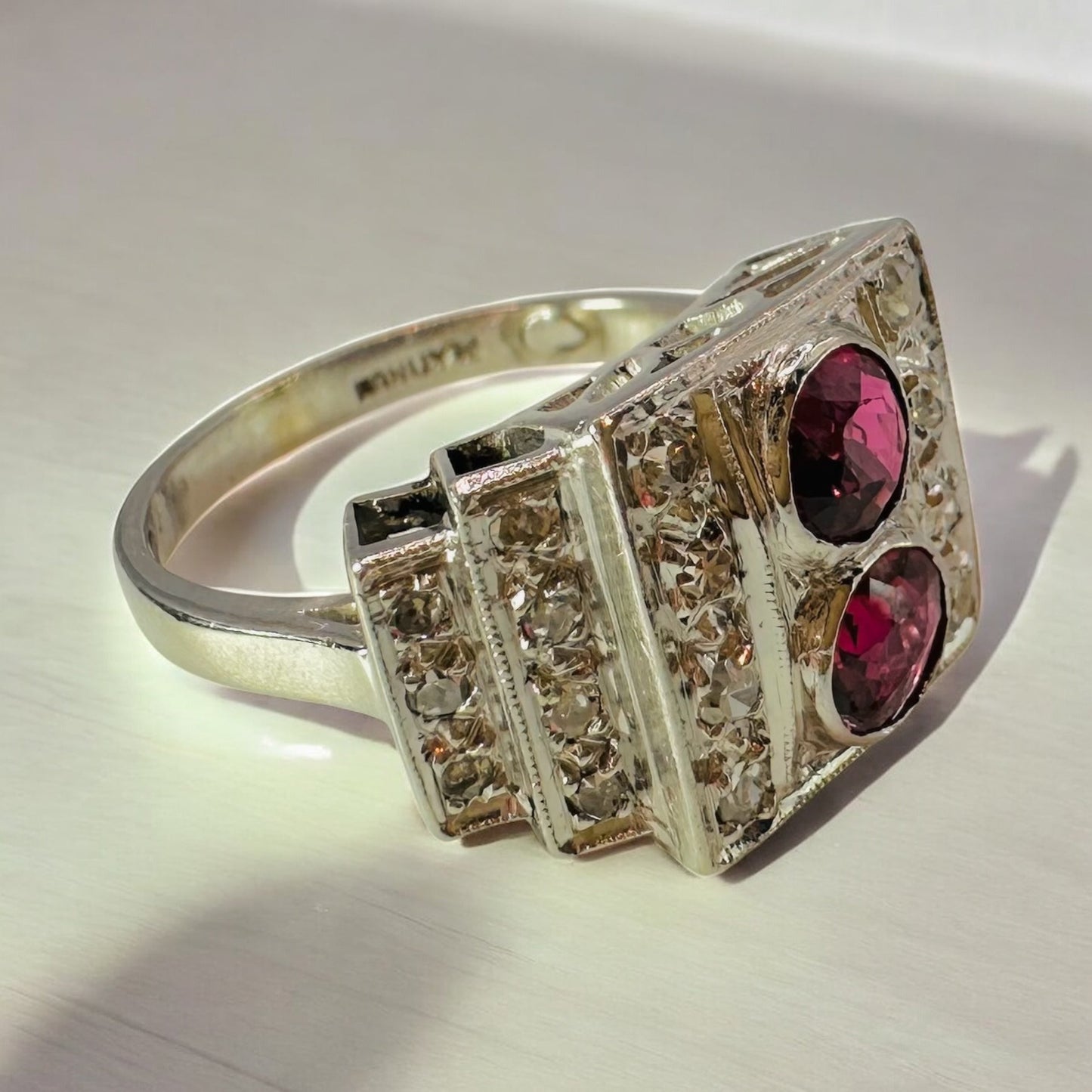 1 Ct Burmese Unheated Ruby, 0.40 Ct Old European Cut Diamond, Platinum Ring - WGI Certificate £8,000 - Flamingo Gems