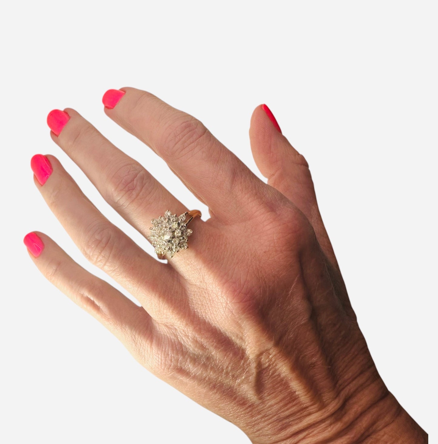 1 Ct Natural Diamond Cluster Ring, 18k Gold - WGI Certificate £2,800 - Flamingo Gems