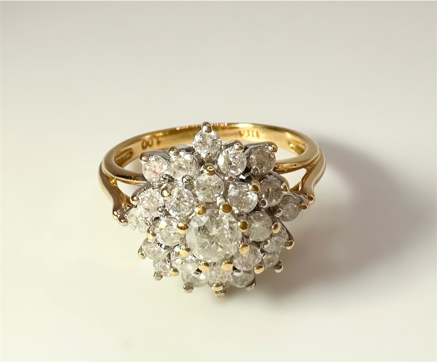 1.00 Carat Natural Diamond Ring, 18K White and Yellow Gold - WGI Certificate - £4,800 - Flamingo Gems