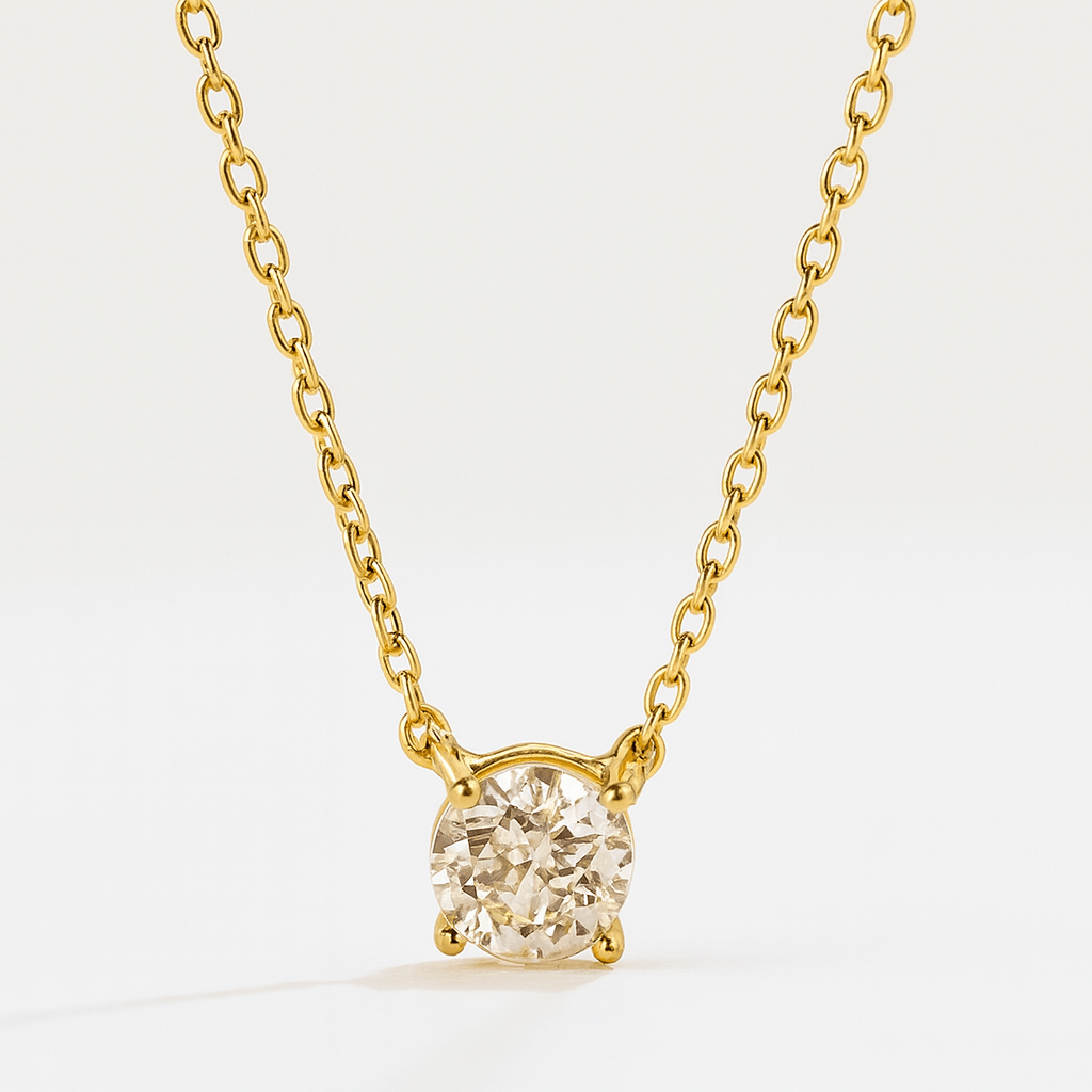 1.01 Carat Natural Diamond Necklace, 18K Yellow Gold - WGI Certificate £6,500 - Flamingo Gems