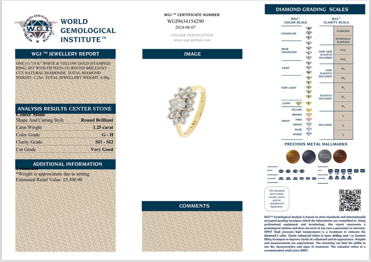 1.25 Carat Diamond Ring, 18K White and Yellow Gold - WGI Certificate - £5,500 - Flamingo Gems