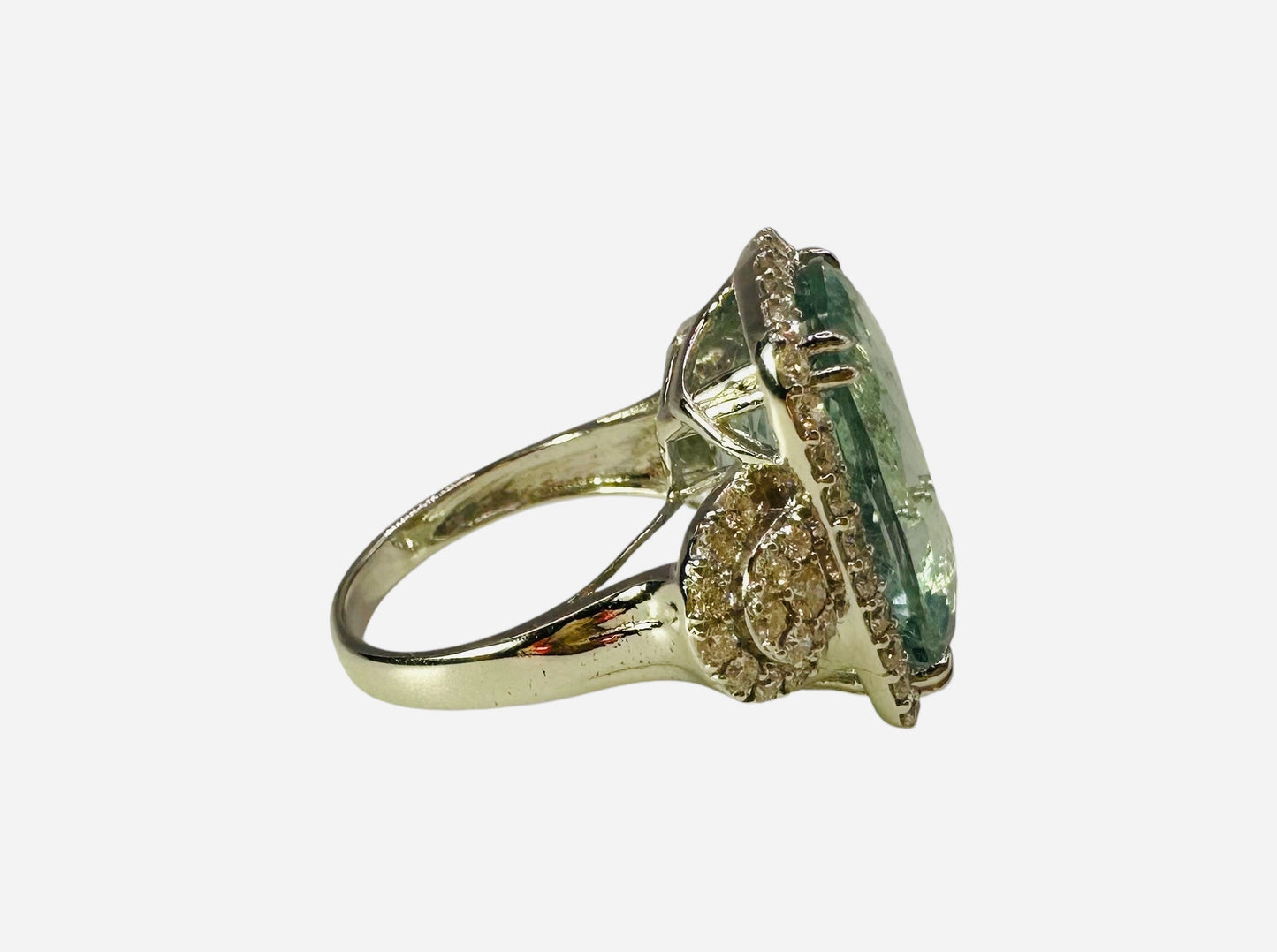 14.90 Ct Aquamarine, 1.20 Ct Diamond 18Ct White Gold Cocktail Ring - WGI Certificate £14,000 - Flamingo Gems