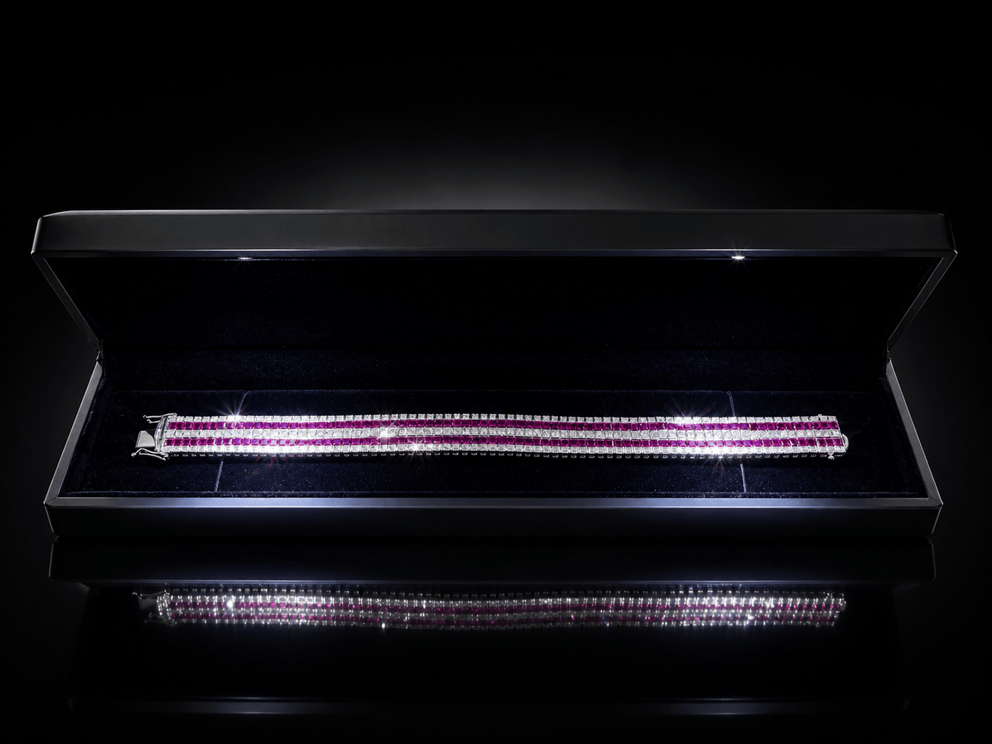 🔥 15 Ct Burmese Ruby and 6 Ct Natural Diamond Bracelet – 28.38ct Total | 18ct White Gold |🔥 - Flamingo Gems