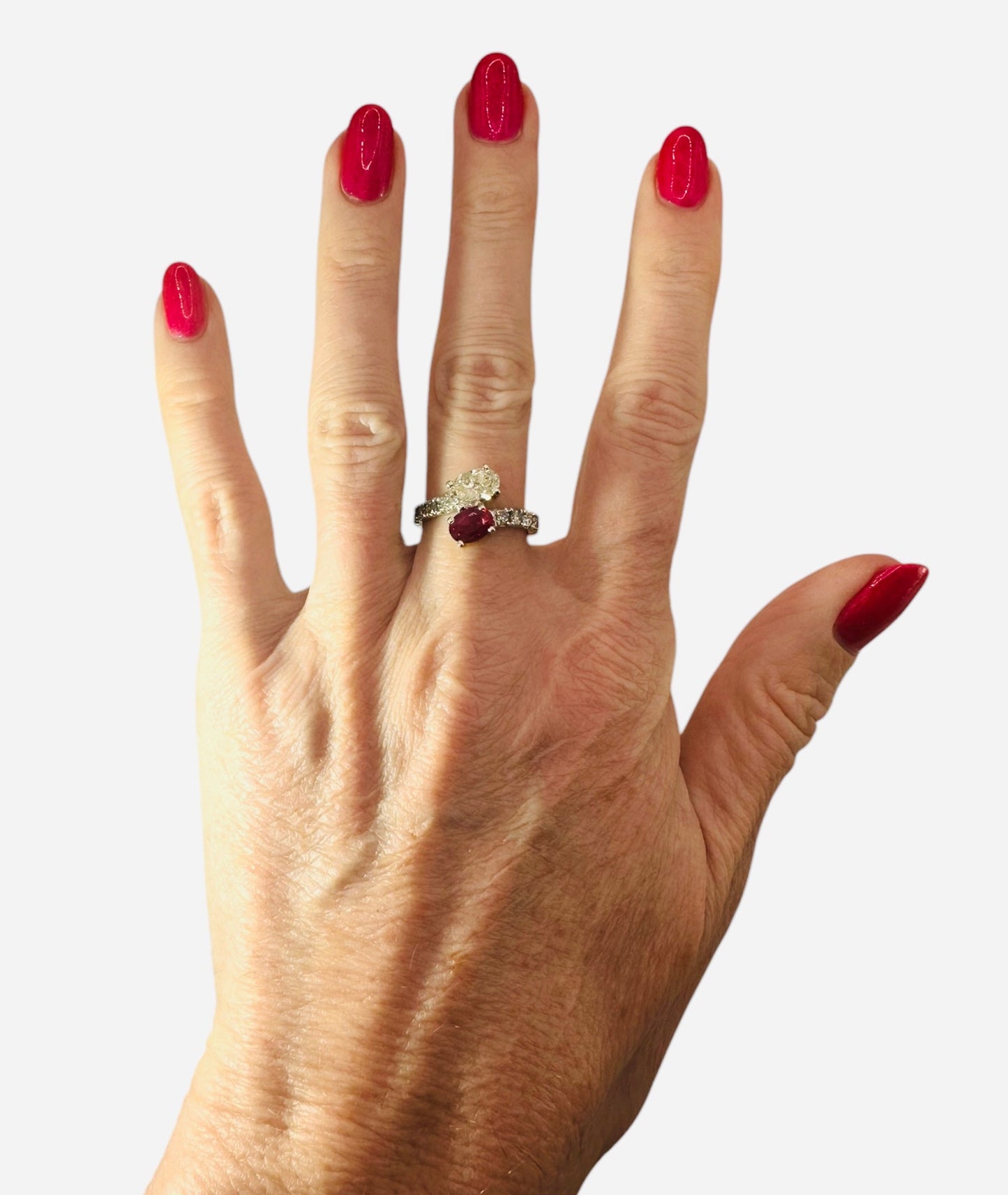 1.51 Carat Natural Diamond Ring and 0.95 Burmese Ruby Ring - Platinum - WGI Certificate £11,000 - Flamingo Gems