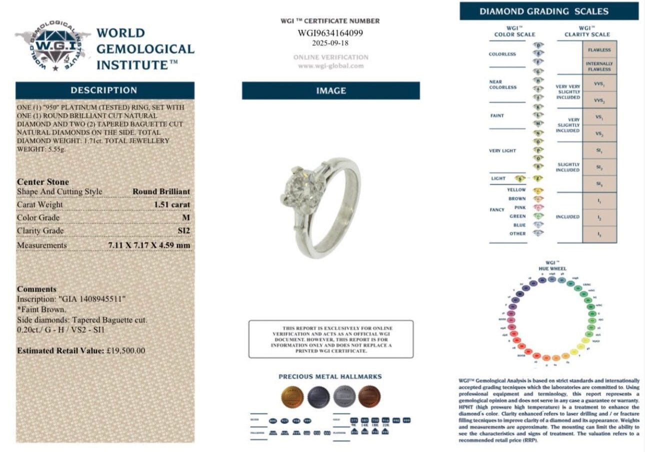 π 1.71 Carat Natural Diamond Engagement Ring β Platinum π - Flamingo Gems