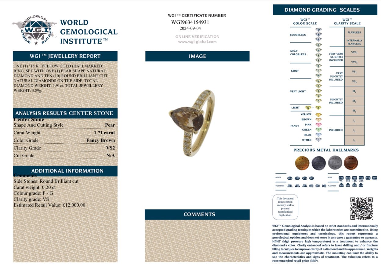 1.91 Ct Diamond Engagement Ring, 18 Ct Yellow Gold - WGI Certificate £12,000 - Flamingo Gems