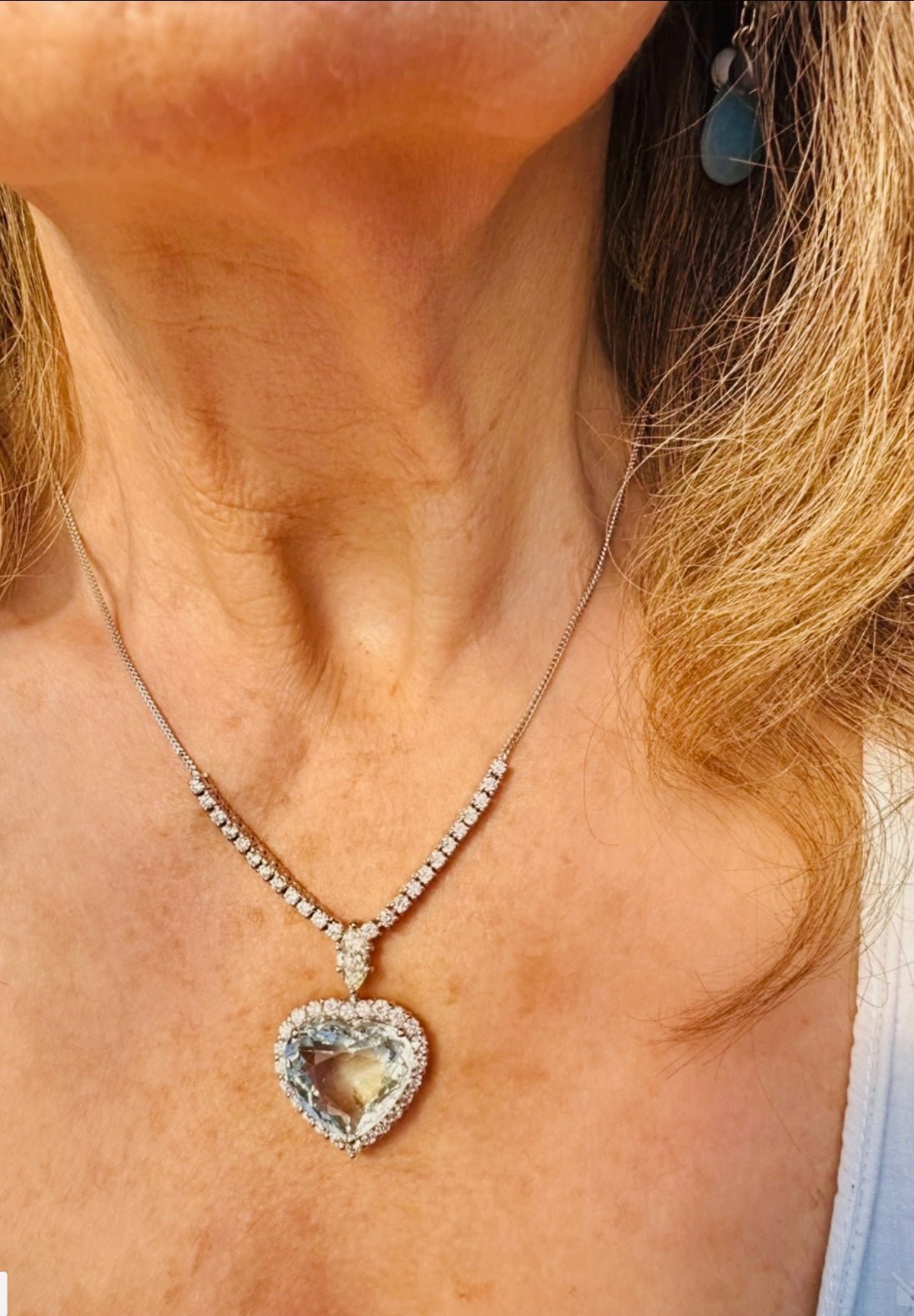 19.45 Ct Aquamarine and 3.85 Ct Natural Diamond Necklace - Platinum - WGI Certificate/Valuation £37,800 - Flamingo Gems
