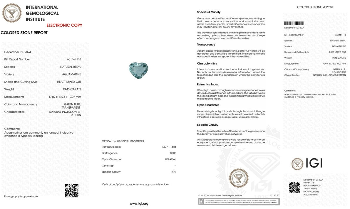 19.45 Ct Aquamarine and 3.85 Ct Natural Diamond Necklace - Platinum - WGI Certificate/Valuation £37,800 - Flamingo Gems