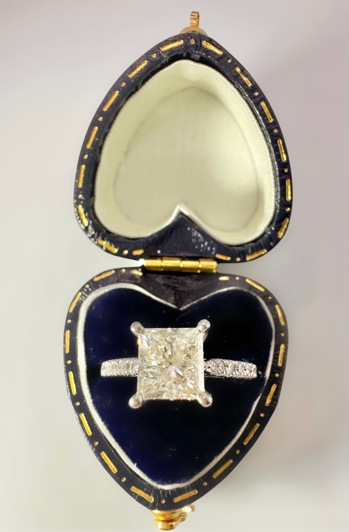2.27 Carat Princess Cut Natural Diamond Platinum Engagement Ring - WGI Certificate £18,500 - Flamingo Gems