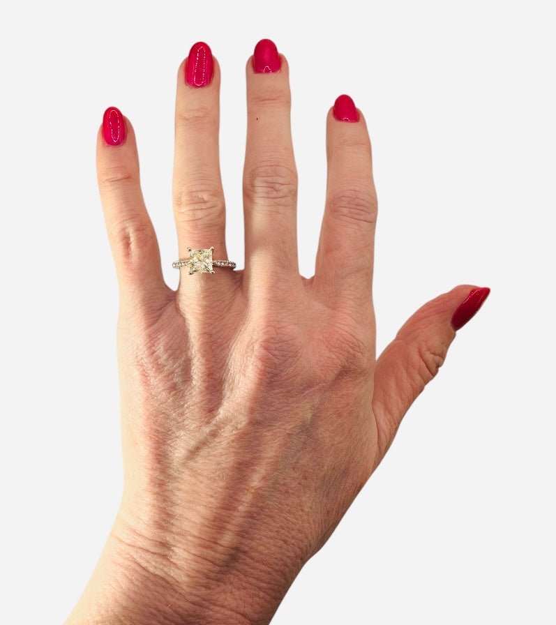 2.27 Carat Princess Cut Natural Diamond Platinum Engagement Ring - WGI Certificate £18,500 - Flamingo Gems