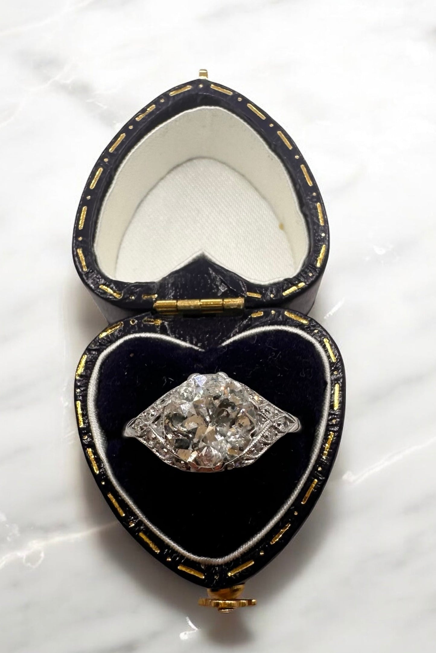 2.40 Ct Old European Cut Diamond Ring, Platinum - WGI Certificate £19,000 - Flamingo Gems