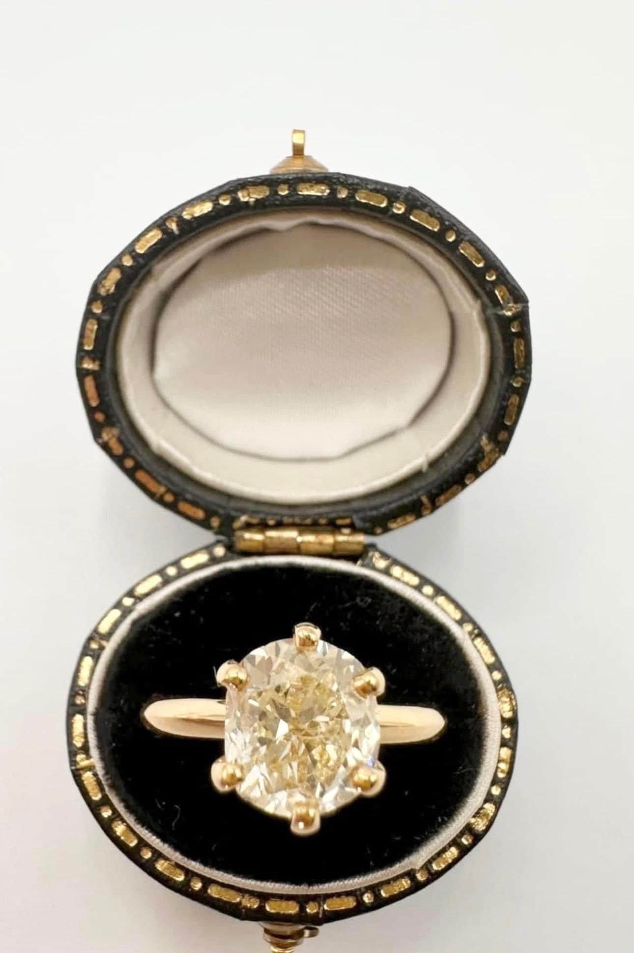 2.46 Carat Cushion Old Cut Diamond Solitaire, 18 Carat Yellow Gold - WGI Certificate £27,600 - Flamingo Gems