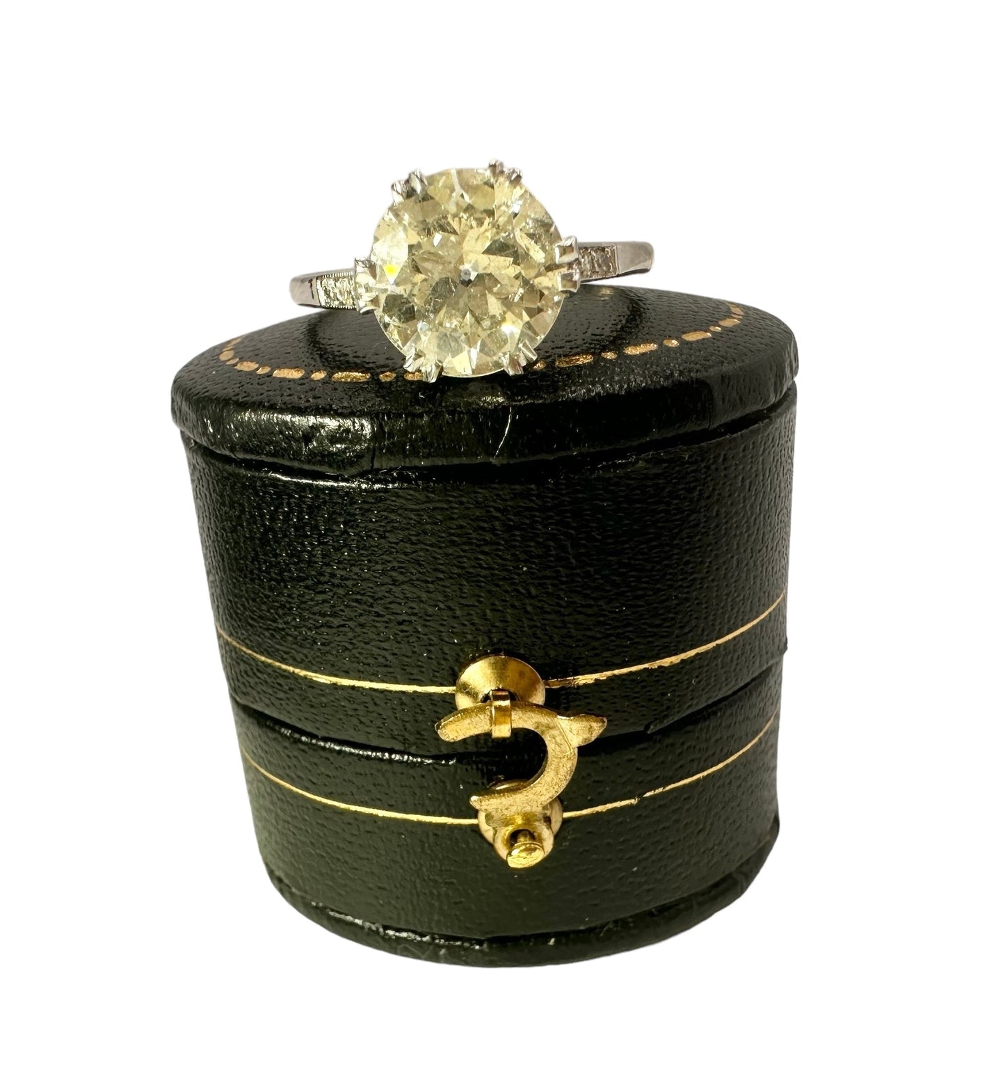 2.60 Carat Old European Cut Diamond, 18K White Gold Ring - WGI Certificate £26,800 - Flamingo Gems
