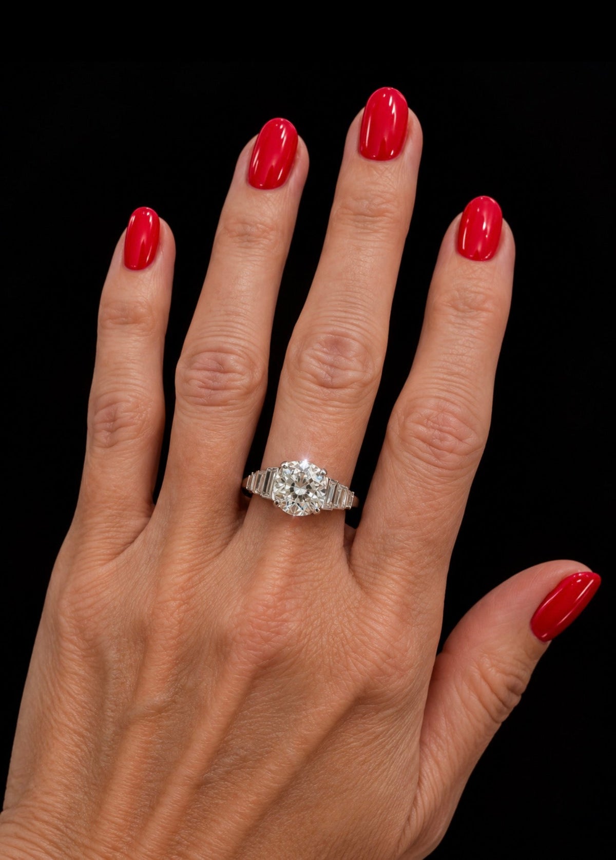 2.6Ct Old European Cut Natural Diamond Ring - 18k White Gold and Platinum - RRP £27,000 - Flamingo Gems