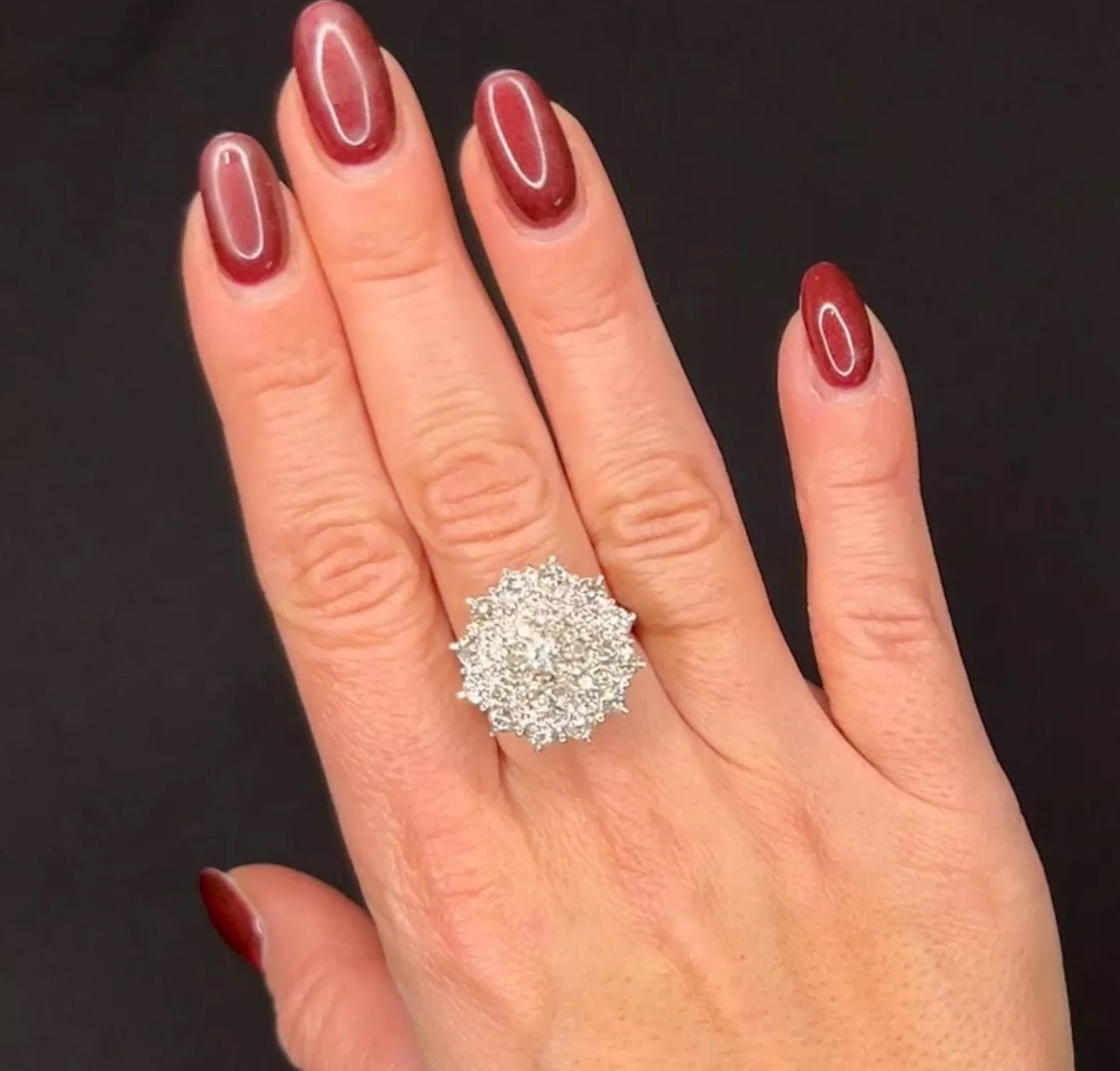 2.75 Carat Natural Diamond Cluster Ring, 18 Carat White Gold - WGI Certificate £11,600 - Flamingo Gems