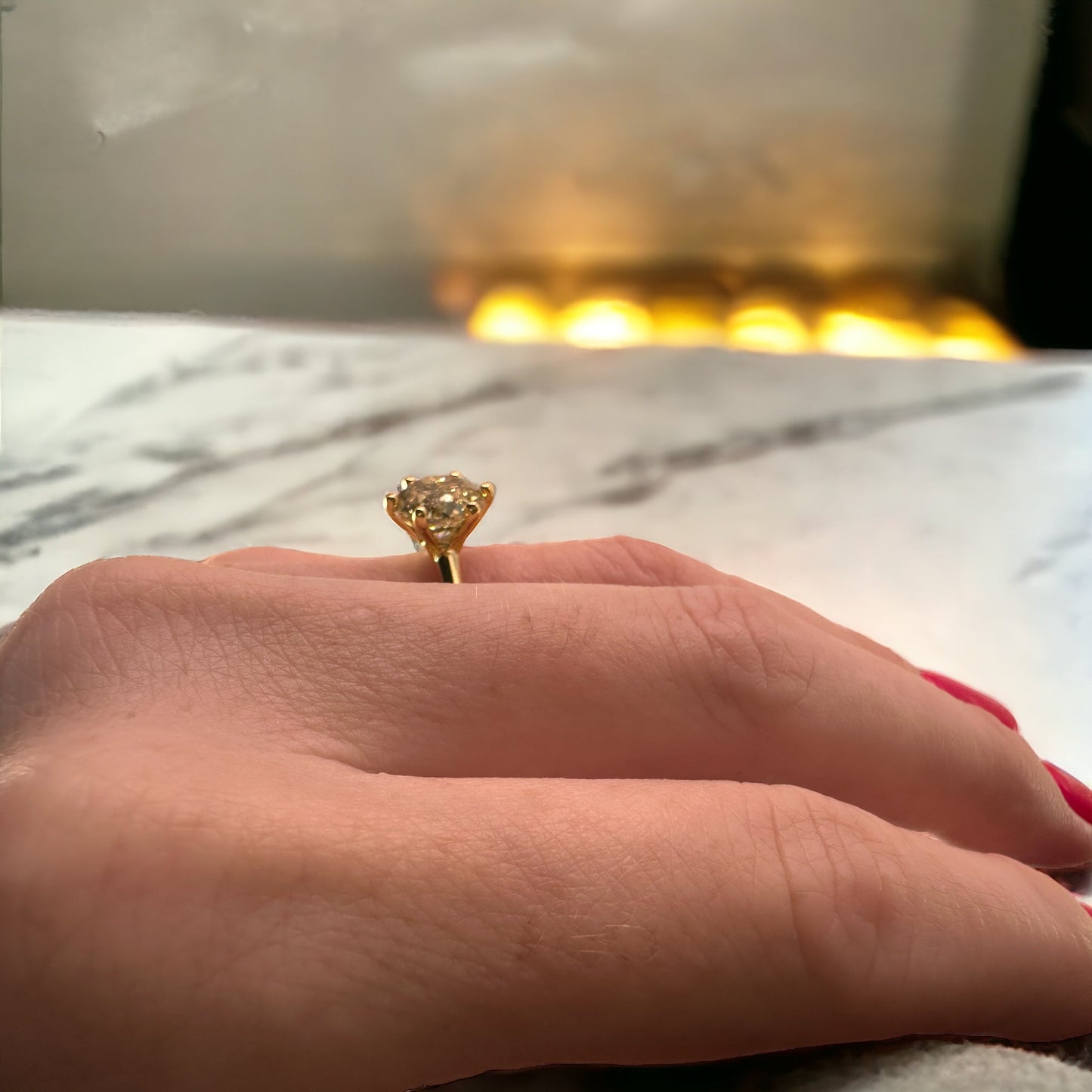 2.85 Carat Champagne Diamond Solitaire, 18 Ct Yellow Gold - WGI Valuation 15,000 - Flamingo Gems