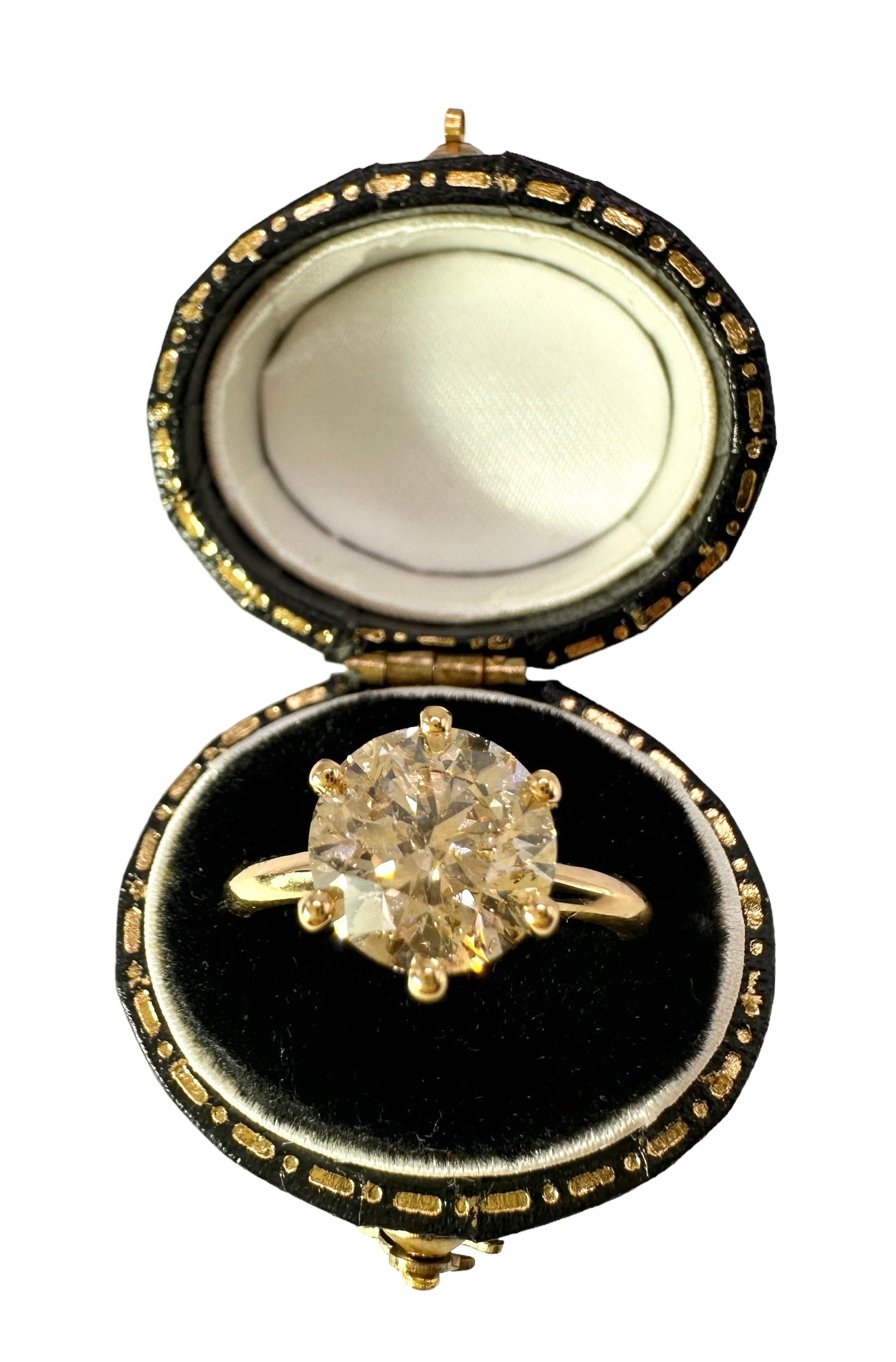 2.85 Carat Champagne Diamond Solitaire, 18 Ct Yellow Gold - WGI Valuation 15,000 - Flamingo Gems
