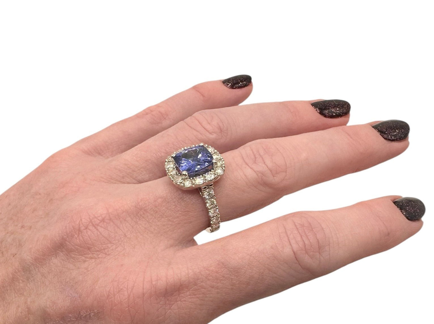 3.70 Ct AAAA Tanzanite, 1.50 Ct Natural Diamond Platinum Ring - WGI Certificate £8,500 - Flamingo Gems