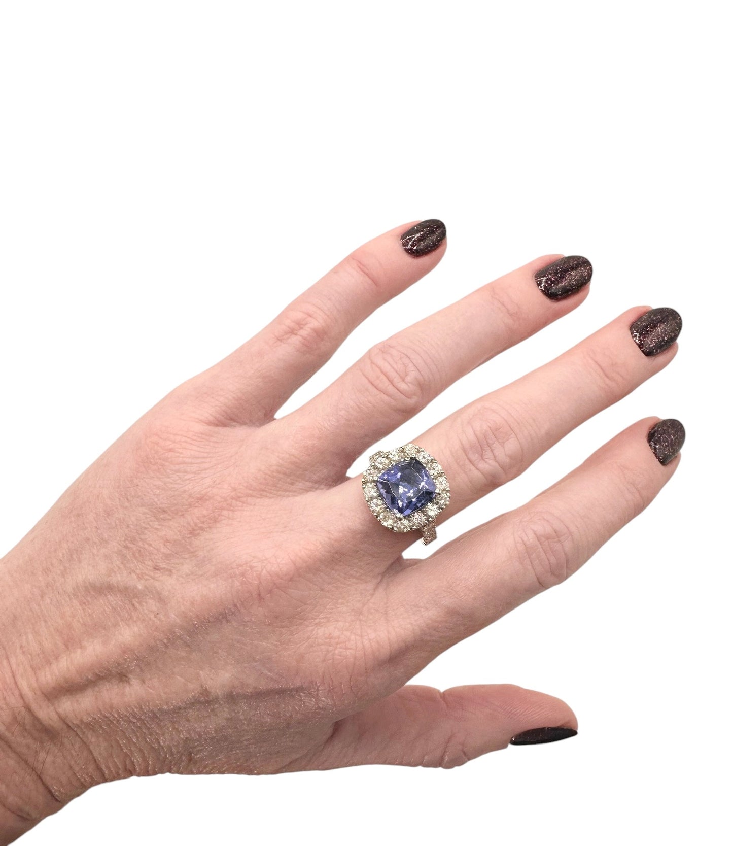 3.70 Ct AAAA Tanzanite, 1.50 Ct Natural Diamond Platinum Ring - WGI Certificate £8,500 - Flamingo Gems