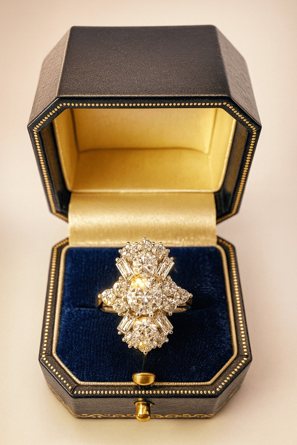 4 Carat Old Cut Natural Diamond Ring - Platinum - WGI Certificate £17,000 - Flamingo Gems