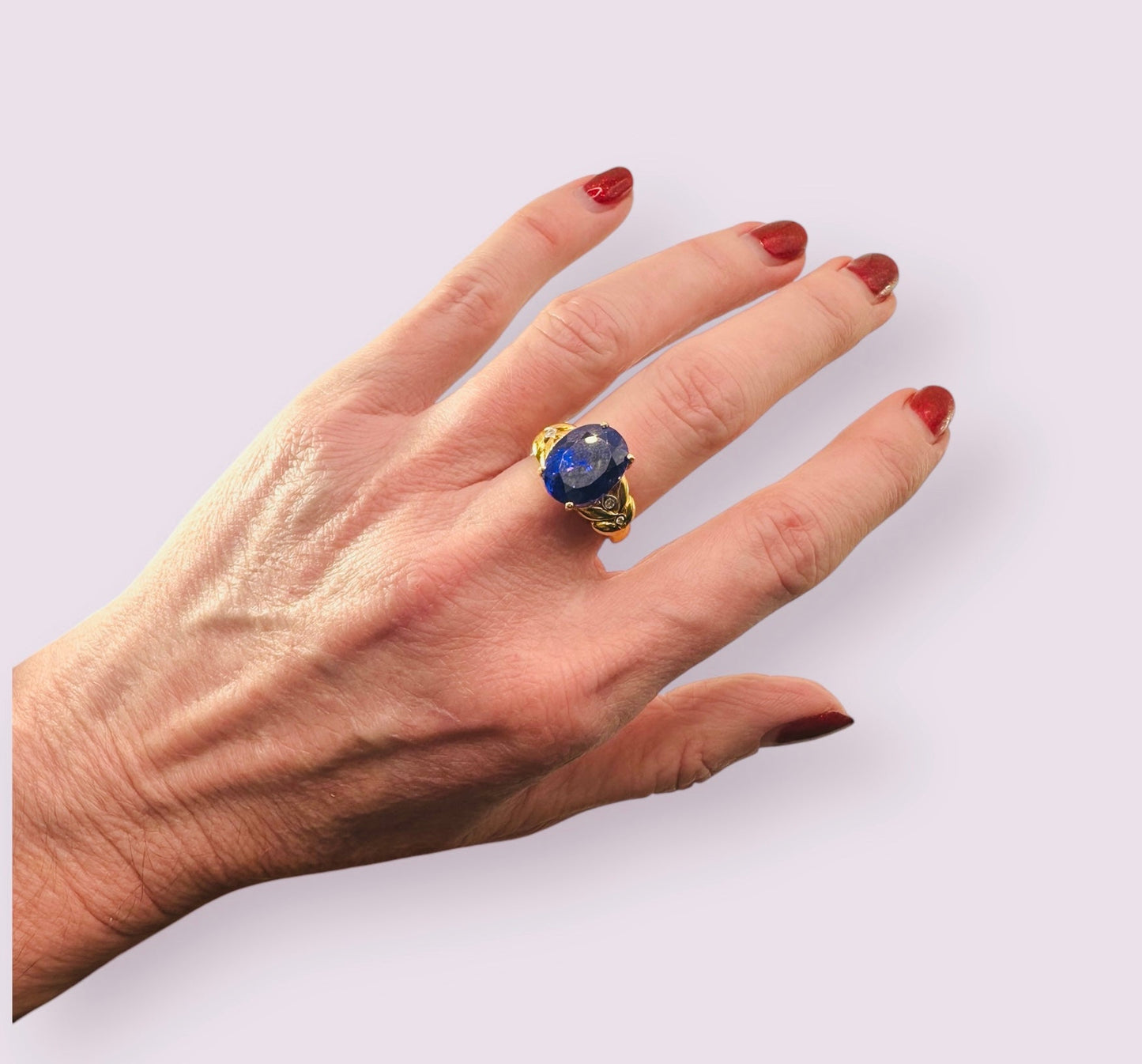 7.90 Ct AAAA Tanzanite and Diamond Ring in 18k Yellow Gold - WGI Certificate £11,200 - Flamingo Gems