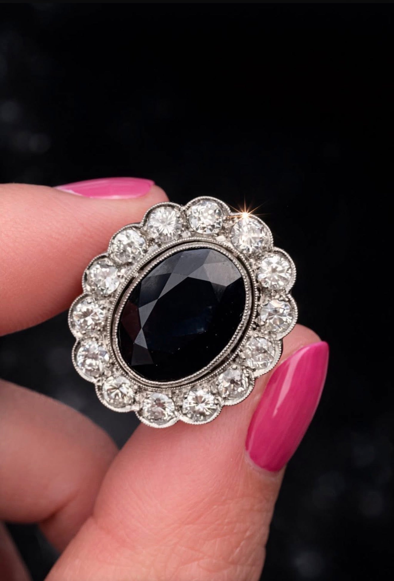 8.75 Ct Natural Sapphire, 2.10 Ct Natural Diamond Ring - £18k Gold - RRP £12,000 - Flamingo Gems