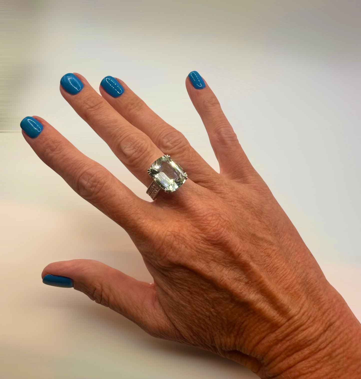 9.70 Ct Aquamarine and 0.70 Ct Natural Diamond Cocktail Ring, Platinum - WGI Certificate £13,500 - Flamingo Gems
