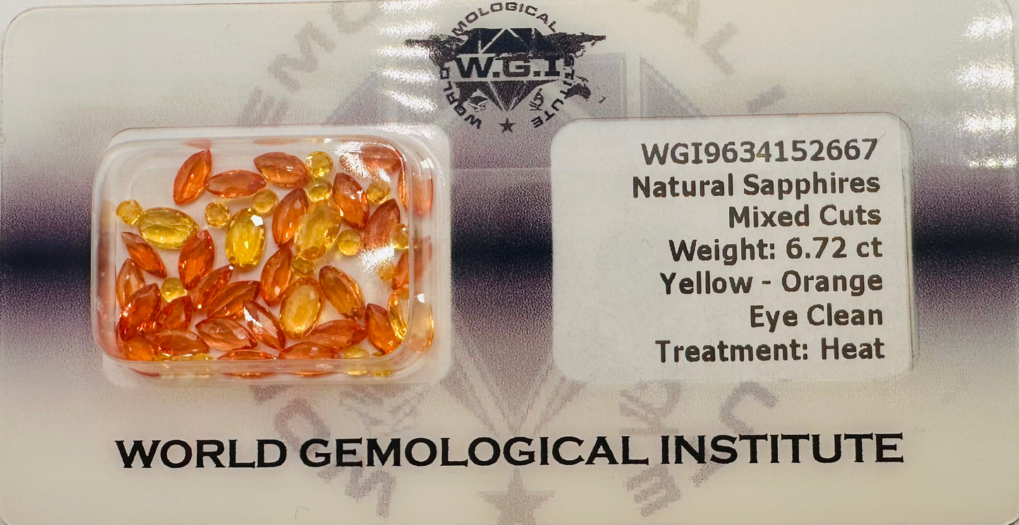 6.72 Ct loose orange and yellow sapphires (sealed pack) - WGI Certified £600
