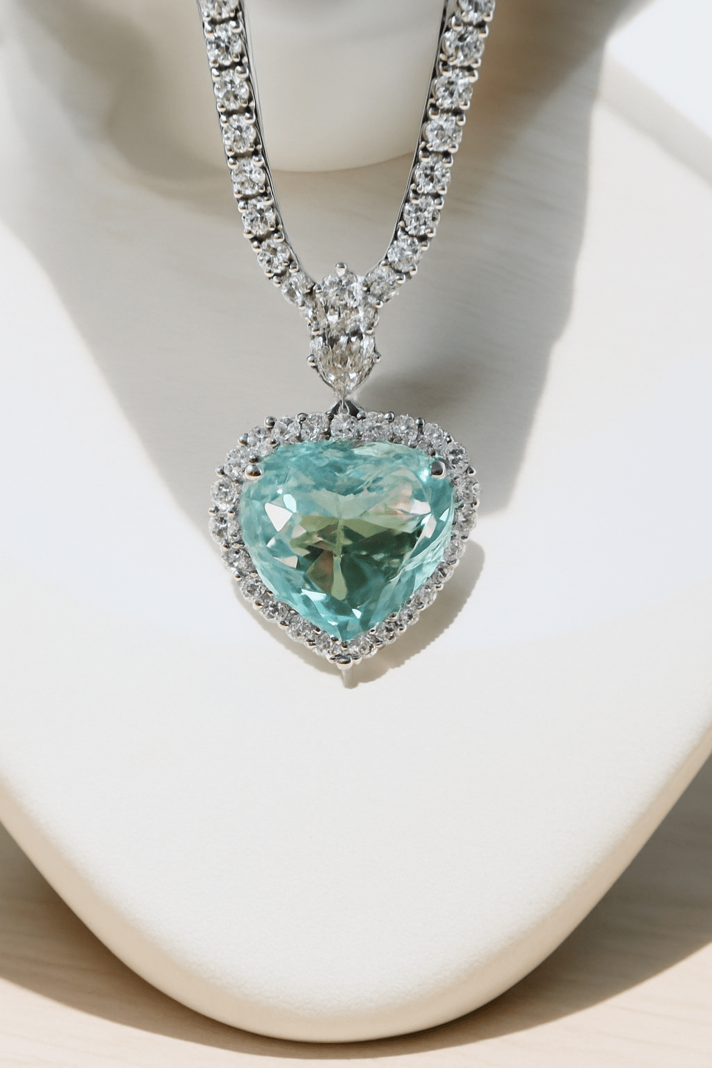 REDUCED - 19.45 Ct Aquamarine and 3.85 Ct Natural Diamond Necklace - Platinum - WGI Certificate/Valuation £37,800 - Flamingo Gems