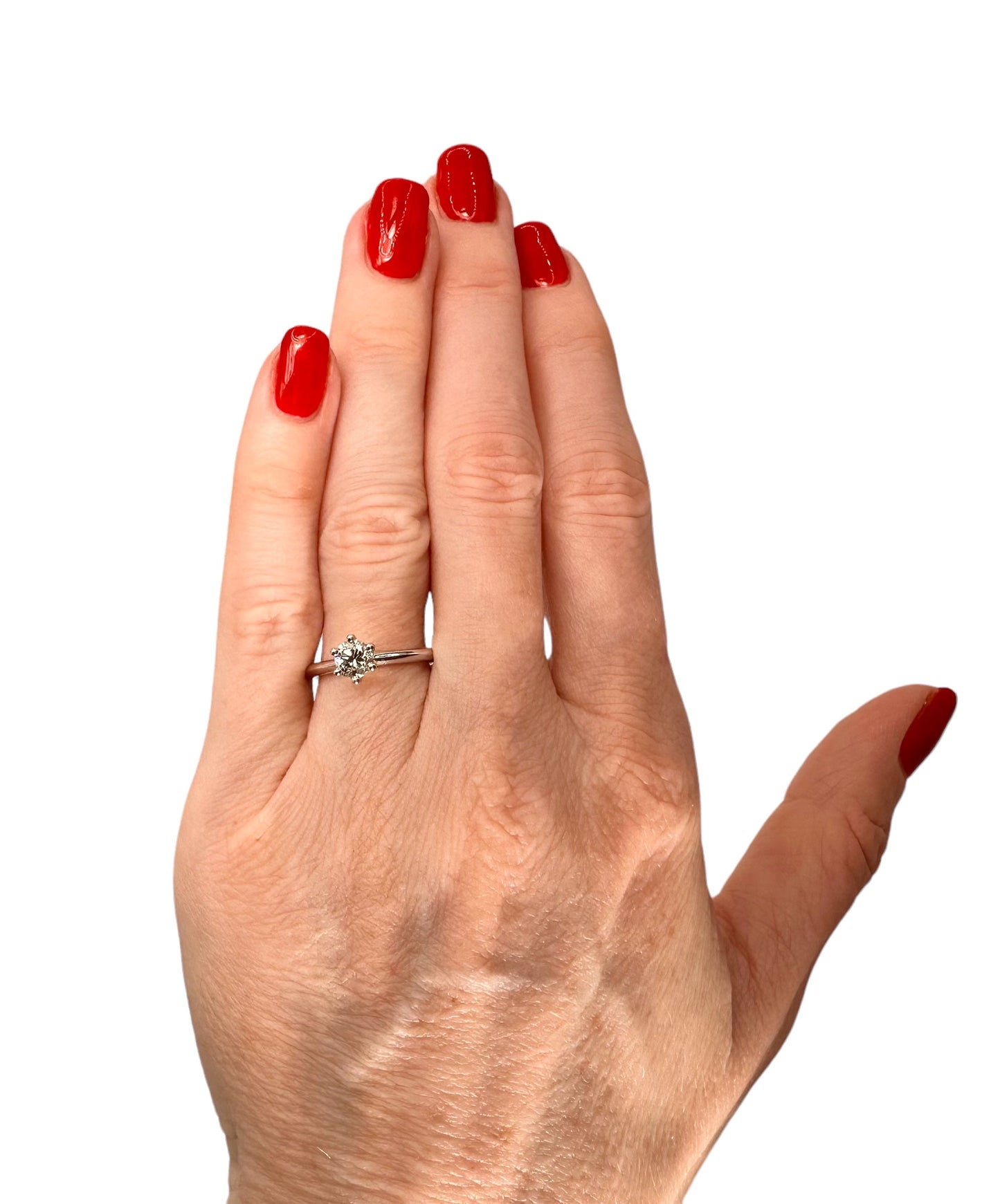 0.50 Ct, 18 Ct White Gold Diamond Solitaire Engagement Ring - WGI Valuation £2,700 - Flamingo Gems