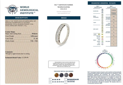 0.50 Ct Diamond Eternity Ring - 14Ct White Gold - RRP £3,200 - Flamingo Gems