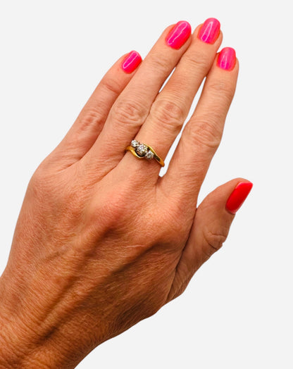 0.55 Ct Natural Diamond Trilogy Ring - 18K Yellow Gold - WGI Certificate £2,500 - Flamingo Gems