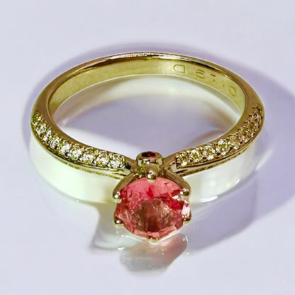 0.65 Unheated Pink Sapphire and Natural Diamond Ring - 18k White Gold - WGI Certificate £2,780 - Flamingo Gems