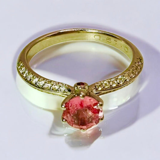 0.65 Unheated Pink Sapphire and Natural Diamond Ring - 18k White Gold - WGI Certificate £2,780 - Flamingo Gems