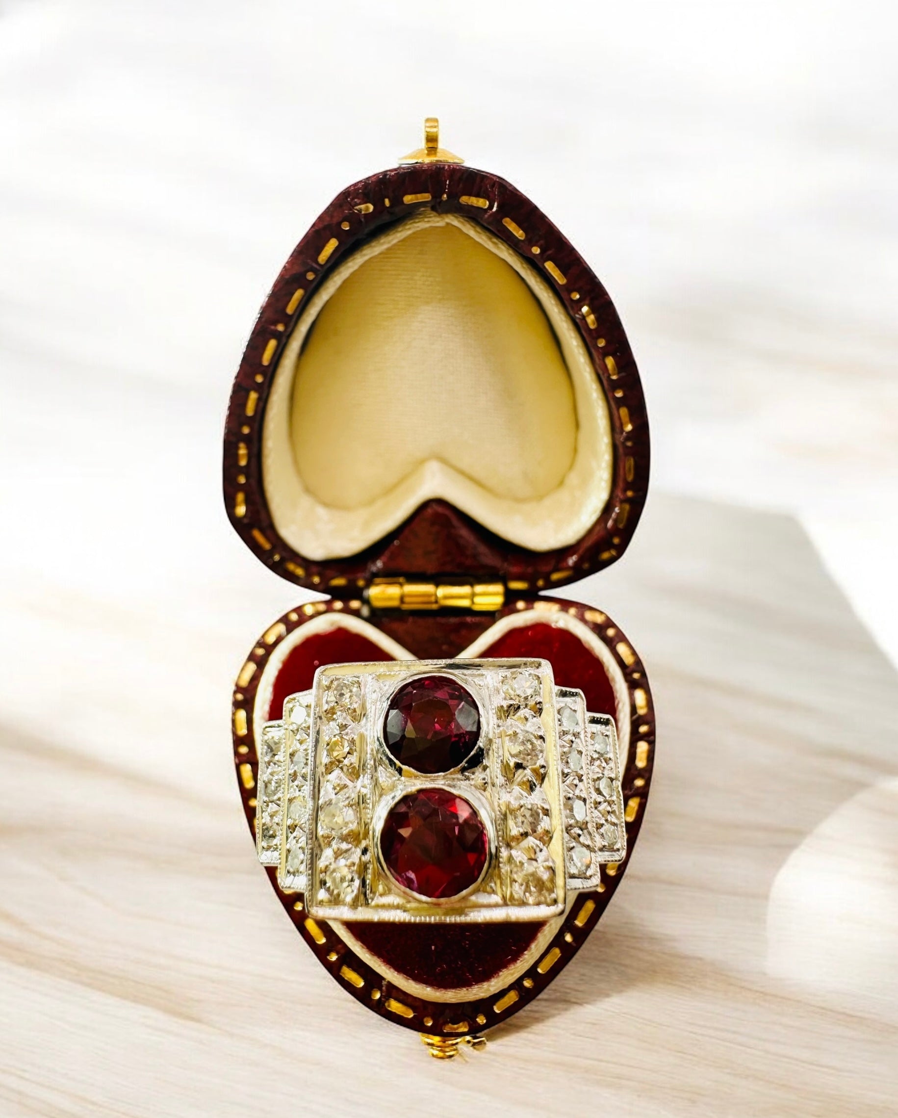 1 Ct Burmese Unheated Ruby, 0.40 Ct Old European Cut Diamond, Platinum Ring - WGI Certificate £8,000 - Flamingo Gems