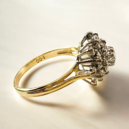 1 Ct Natural Diamond Cluster Ring, 18k Gold - WGI Certificate £2,800 - Flamingo Gems