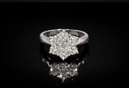 💎 1.00ct Natural Diamond Cluster Ring | 18ct White Gold | Size I | RRP £4,000 💎 - Flamingo Gems