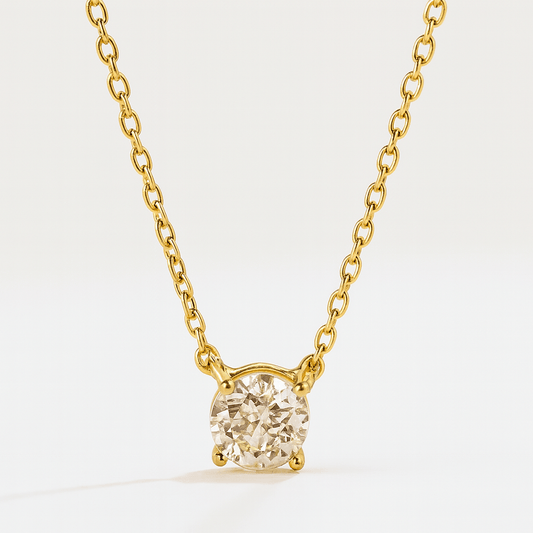 1.01 Carat Natural Diamond Necklace, 18K Yellow Gold - WGI Certificate £6,500 - Flamingo Gems