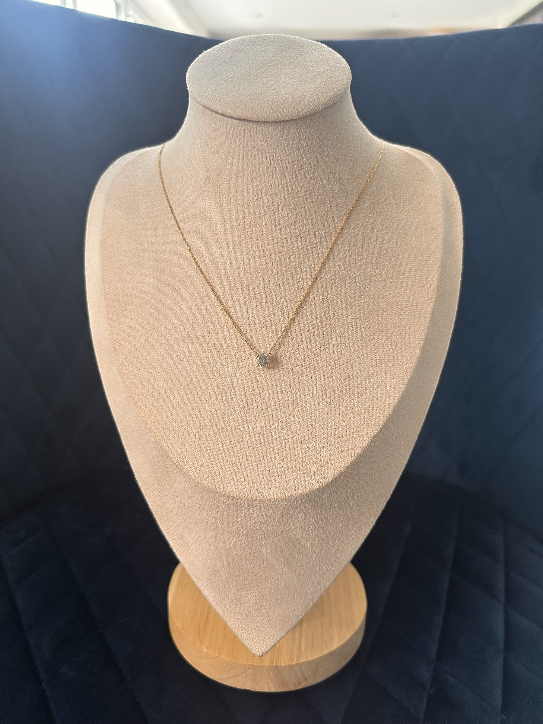 1.01 Carat Natural Diamond Necklace, 18K Yellow Gold - WGI Certificate £6,500 - Flamingo Gems
