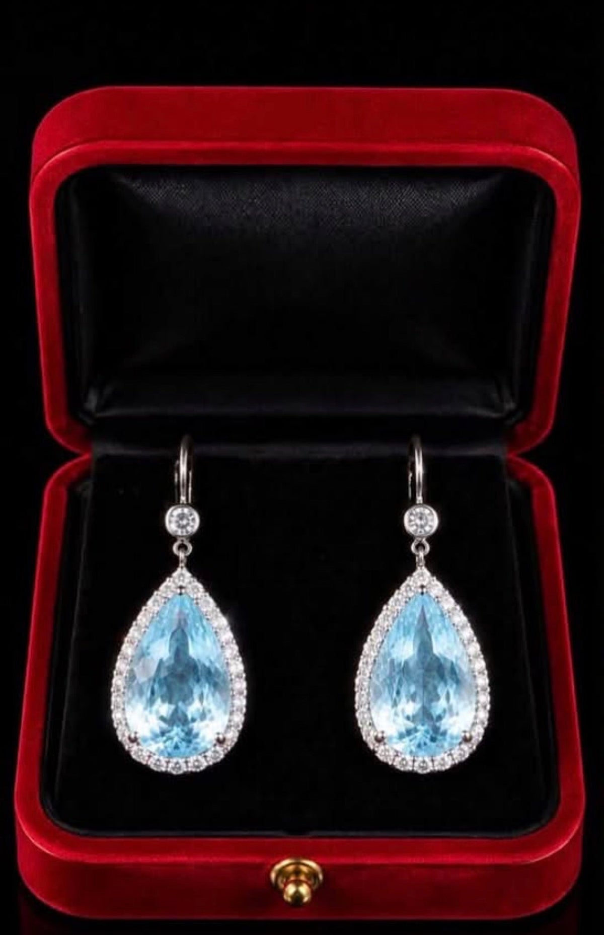 10.50 Ct Aquamarine, 0.45 Ct Natural Diamond Earrings - 18K Gold - RRP £12,500 - Flamingo Gems